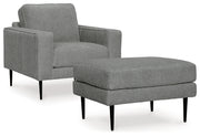 Ashley Furniture Hazela living room set featuring a sofa, loveseat, and coffee table in a modern design.