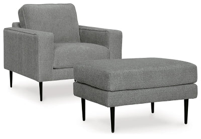 Ashley Furniture Hazela living room set featuring a sofa, loveseat, and coffee table in a modern design.