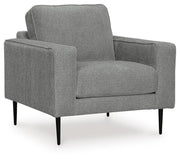Ashley Furniture Hazela living room set with sofa and loveseat, featuring neutral fabric upholstery and modern design.