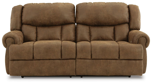 Ashley Furniture Boothbay Power Reclining Sofa with plush cushions and reclining features, shown from a head-on view.
