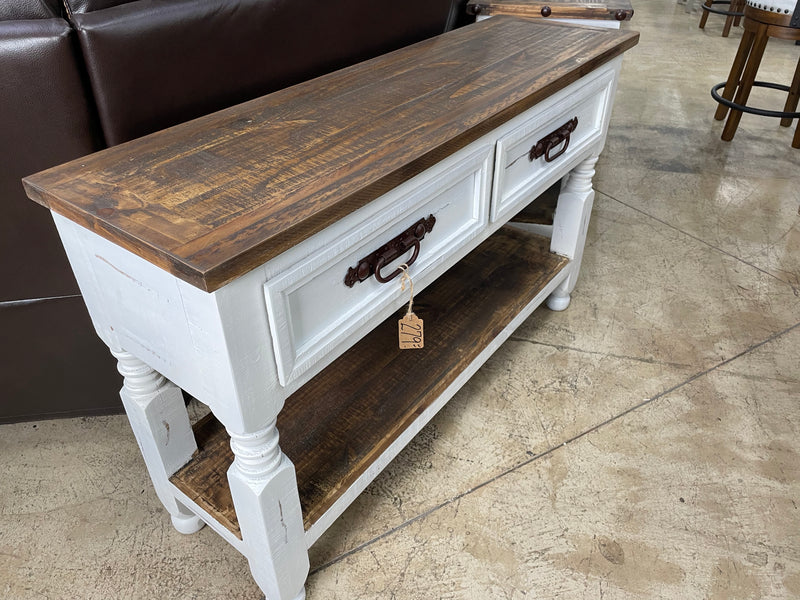 48” Lyon Sofa Table Distressed White