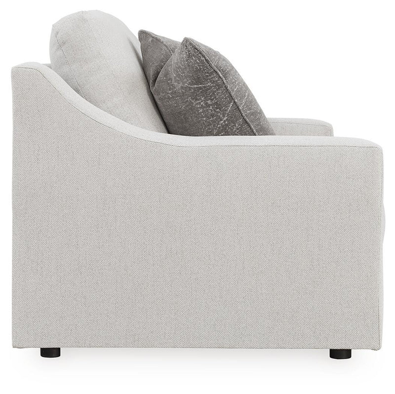 Ashley Furniture Maitelynn upholstery living room set with sofa, loveseat, and armchair in a coordinated fabric design.