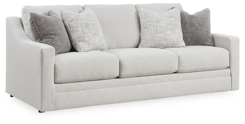 Ashley Furniture Maitelynn upholstery package with living room set, including sofa and loveseat, shown in a stylish fabric finish.