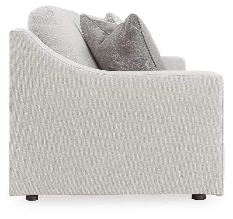 Ashley Furniture Maitelynn upholstery living room set with sofa and armchair in neutral fabric, stylish and comfortable for modern decor