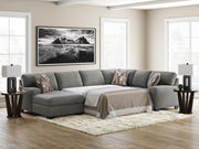 Ashley Furniture Clarington Sleeper Sectional with Chaise showing plush fabric, sectional design, and attached chaise lounge.