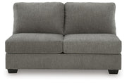Ashley Furniture Clarington sectional with double chaise, showing plush fabric upholstery and modern design from a head-on view.