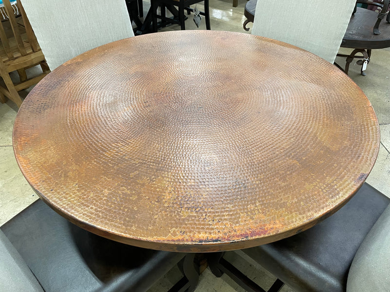 48” Hammered Copper Top Dining Table