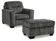 Ashley Furniture Lonoke living room set with sofa and armchair, featuring neutral fabric upholstery and modern design.