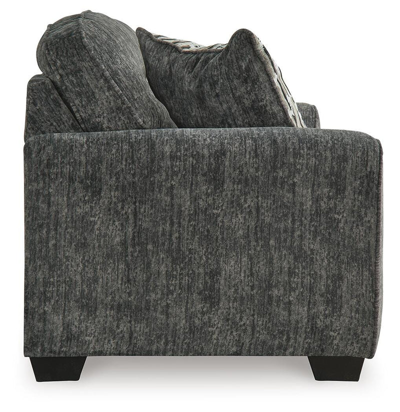 Ashley Furniture Lonoke living room set includes a sofa and armchair with neutral fabric upholstery, stylish design for modern living rooms.