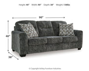 Ashley Furniture Lonoke living room set with sofa and loveseat in a modern design, featuring neutral upholstery and wooden legs.