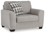 Ashley Furniture Avenal Park living room set with sofa and loveseat, featuring neutral fabric and modern design.