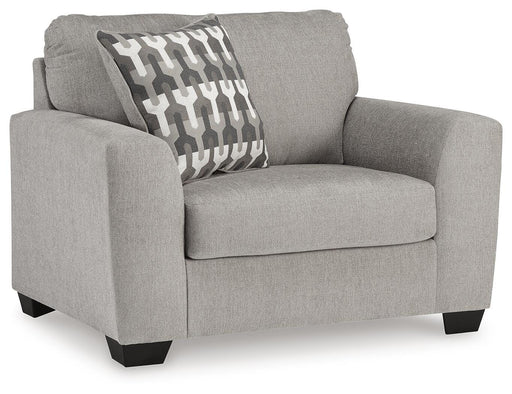 Ashley Furniture Avenal Park oversized chair with plush fabric and wide armrests, shown from an angled side view.