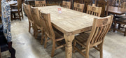 Sta. Rita 9-piece solid pine dining set by Monterrey Furniture featuring a rectangular table and matching chairs in natural pine finish.