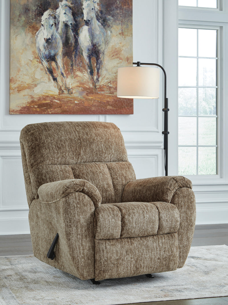 Ashley Furniture Stayfish recliner in a closed position, featuring plush upholstery and a modern design.