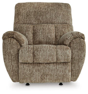 Ashley Furniture Stayfish Recliner with plush cushioning and wooden legs, shown from a head-on view.