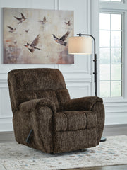 Ashley Furniture Stayfish recliner in a closed position, featuring plush upholstery and a modern design for comfortable seating.