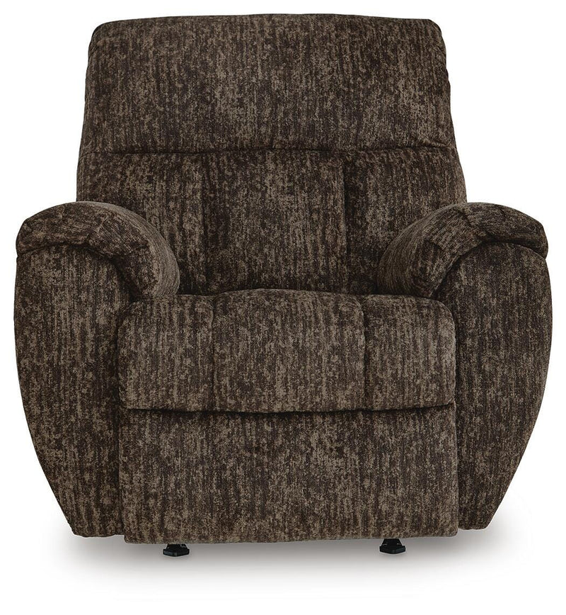 Ashley Furniture Stayfish recliner with plush upholstery and padded armrests, shown from a head-on angle.