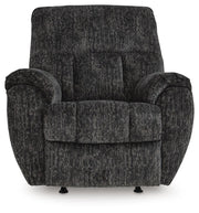 Ashley Furniture Stayfish recliner with plush upholstery and padded armrests, shown from a head-on view.