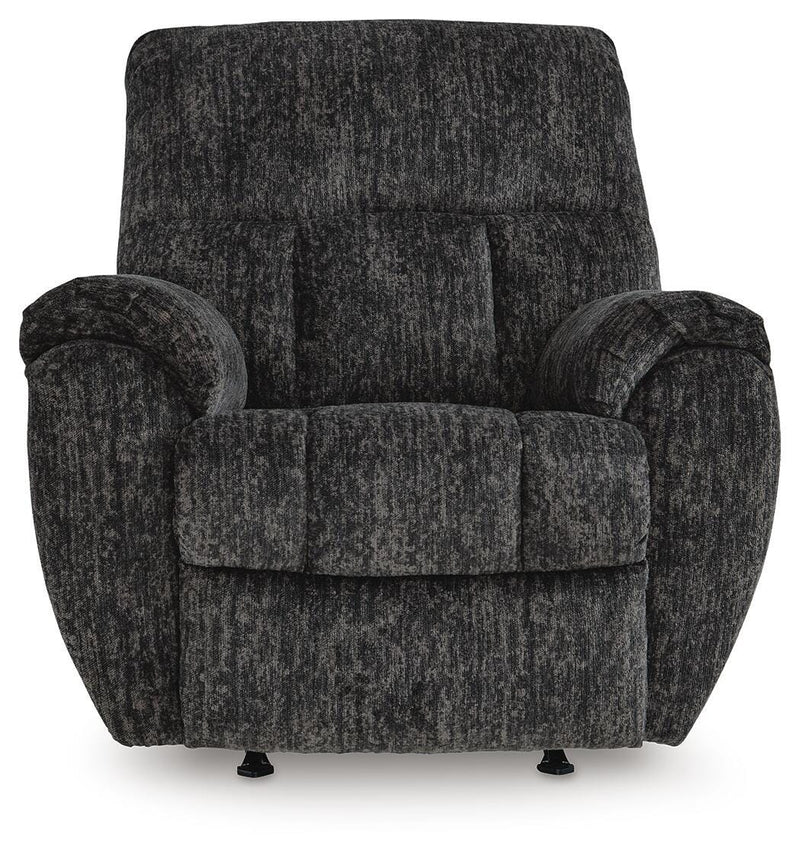 Ashley Furniture Stayfish recliner with plush upholstery and padded armrests, shown from a head-on view.