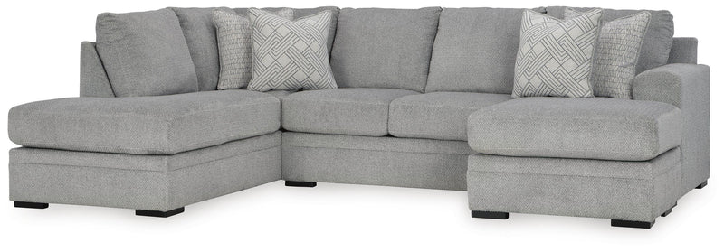 Ashley Furniture Casselbury living room set featuring a sofa, loveseat, and armchair in a modern design.