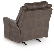 Ashley Furniture Lixtowel recliner with plush fabric upholstery and padded armrests, shown in a comfortable reclining position.