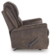 Ashley Furniture Lixtowel recliner showing side view with plush fabric and padded armrests in a modern living room setting.