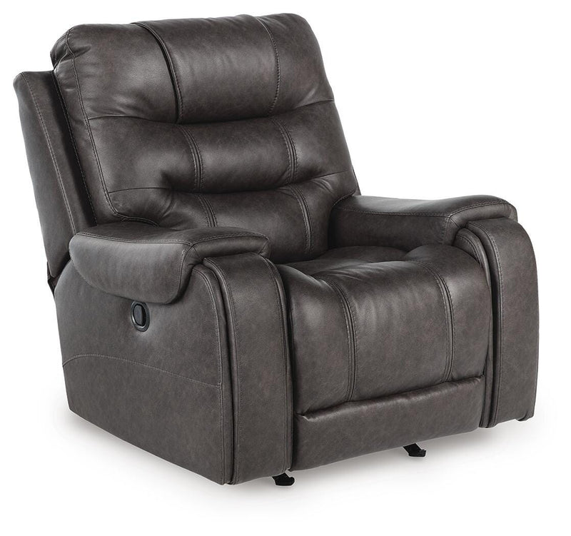Ashley Furniture Femley recliner in a closed position, featuring plush upholstery and a modern design.
