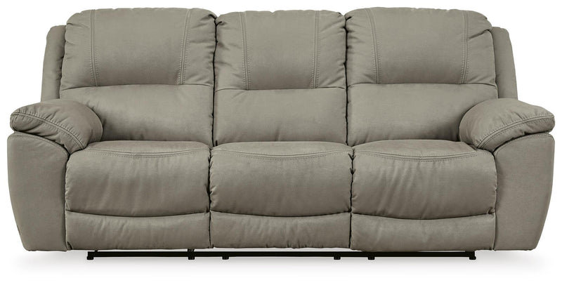 Ashley Furniture Next-Gen Gaucho Reclining Sofa with plush cushions and reclining features, shown from a front head-on view.