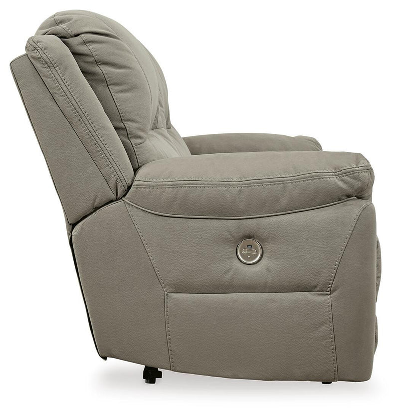 Ashley Furniture Next-Gen Gaucho Power Reclining Sofa, side view showing plush upholstery and reclining mechanism.