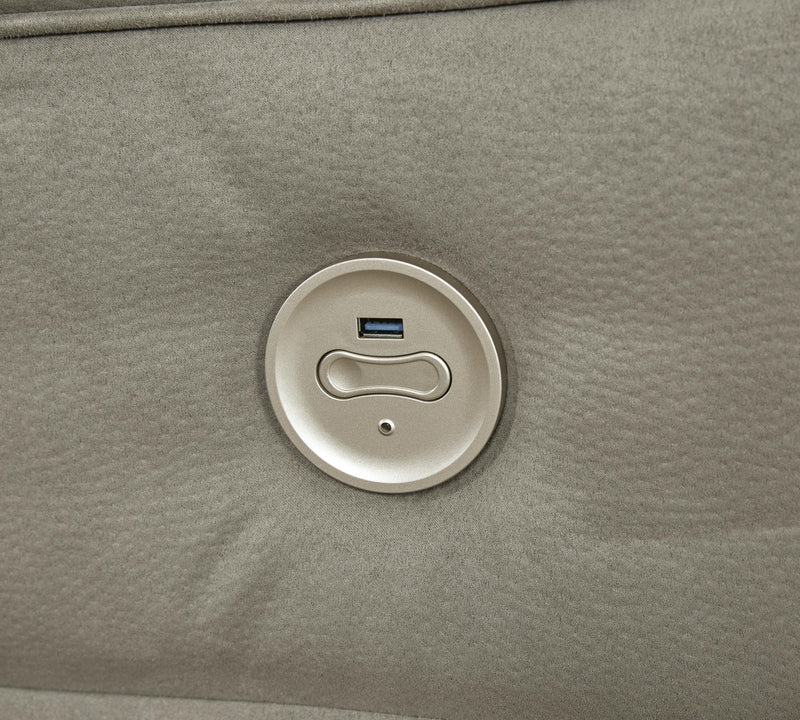 Ashley Furniture Next-Gen Gaucho Power Reclining Loveseat with console, featuring USB ports and plush cushioned seats.