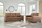 Ashley Furniture Bolsena living room set with sofa, loveseat, and armchair in a cozy, modern design.