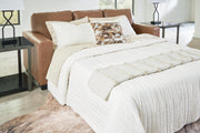 Ashley Furniture Bolsena Sofa Sleeper, modern gray fabric sofa with pull-out bed and plush cushions in a living room setting.