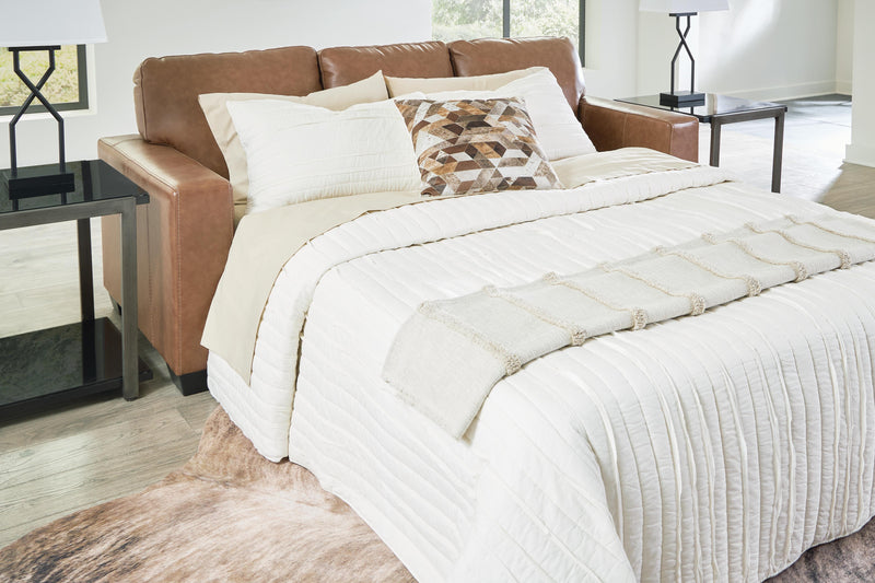 Ashley Furniture Bolsena Sofa Sleeper, modern gray fabric sofa with pull-out bed and plush cushions in a living room setting.