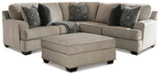 Ashley Furniture Bovarian living room set includes sofa and armchair with neutral fabric upholstery and modern design.