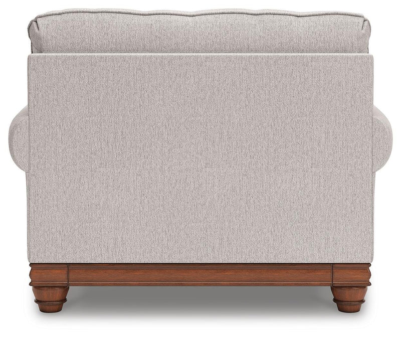 Ashley Furniture Clearbrooke living room set featuring a sofa and armchair with neutral fabric upholstery and modern design.