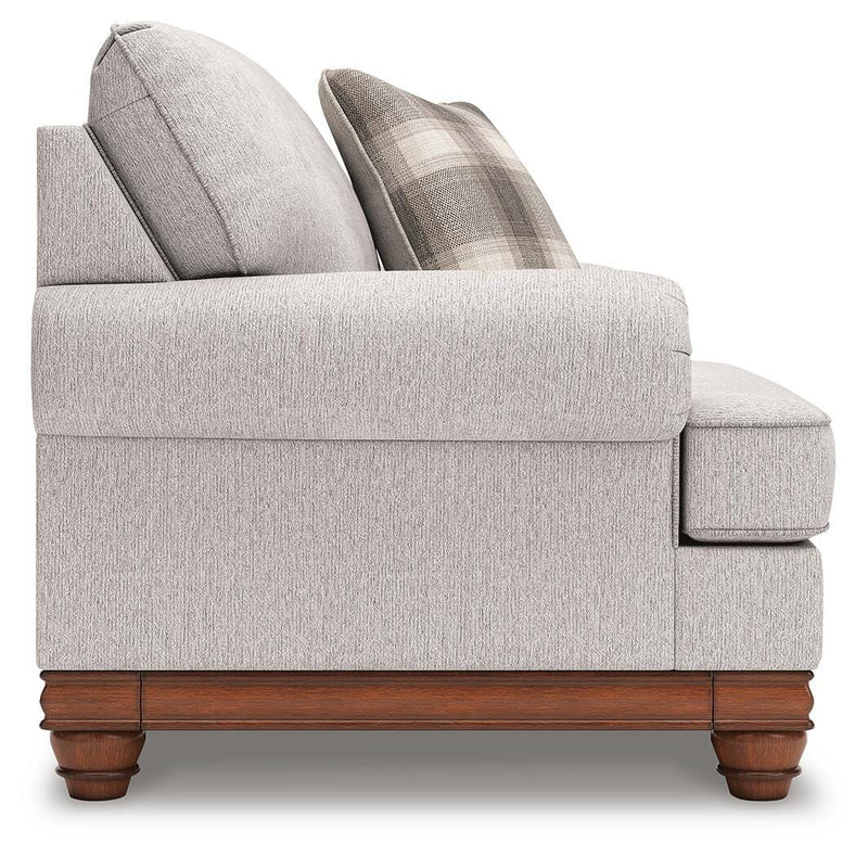 Ashley Furniture Clearbrooke living room set featuring a sofa, loveseat, and armchair with neutral upholstery and modern design
