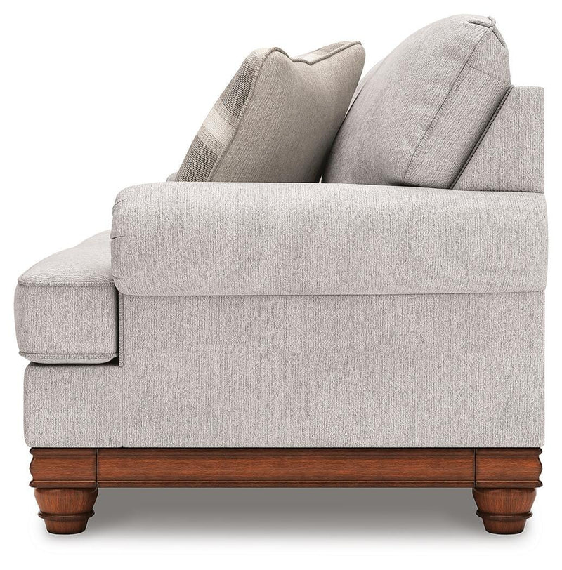 Ashley Furniture Clearbrooke living room set with sofa, loveseat, and armchair in a modern fabric design.