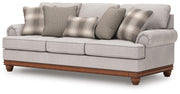 Ashley Furniture Clearbrooke living room set with sofa and loveseat, featuring neutral fabric and contemporary design.