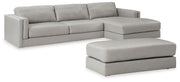 Ashley Furniture Amiata upholstery package featuring a stylish living room set with sofa and matching armchair.