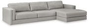 Ashley Furniture Amiata living room set upholstery package with sofa and loveseat, shown from an angled side view.