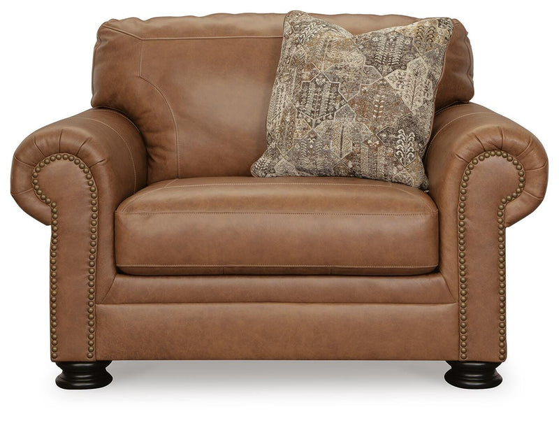 Ashley Furniture Carianna oversized chair with plush upholstery and wide seating, shown from a front head-on perspective.