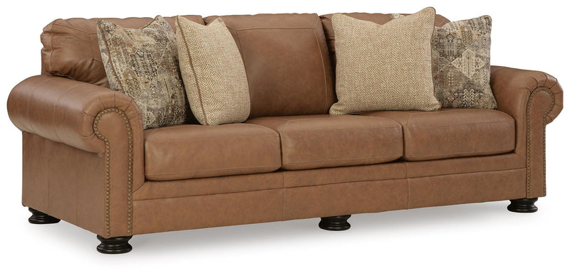 Ashley Furniture Carianna sofa with plush fabric, angled view showcasing the modern design and comfortable seating.