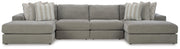 Ashley Furniture Avaliyah double chaise sectional with plush fabric, featuring a modern design and spacious seating arrangement.