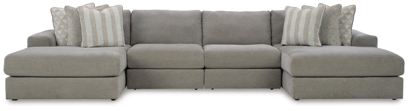 Ashley Furniture Avaliyah double chaise sectional with plush fabric, featuring a modern design and spacious seating arrangement.