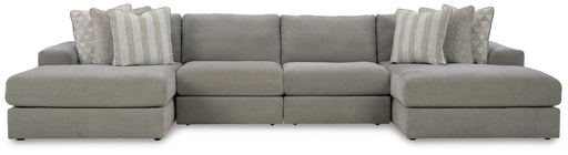 Ashley Furniture Avaliyah double chaise sectional with plush fabric, featuring a modern design and spacious seating arrangement.