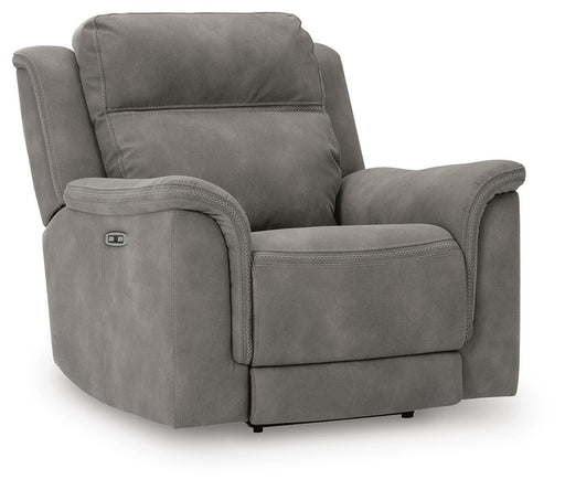 Ashley Furniture Next-Gen DuraPella power recliner in closed position, featuring plush upholstery and sleek design.