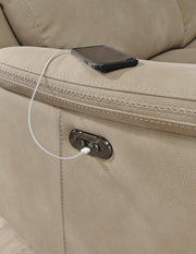 Ashley Furniture Next-Gen DuraPella power reclining loveseat with built-in console, shown with plush upholstery and reclining features.