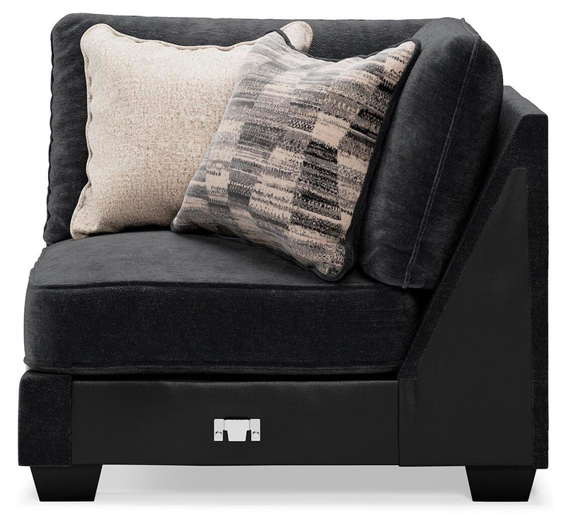 Ashley Furniture Lavernett living room set with a sofa and armchair, featuring beige upholstery and modern design.