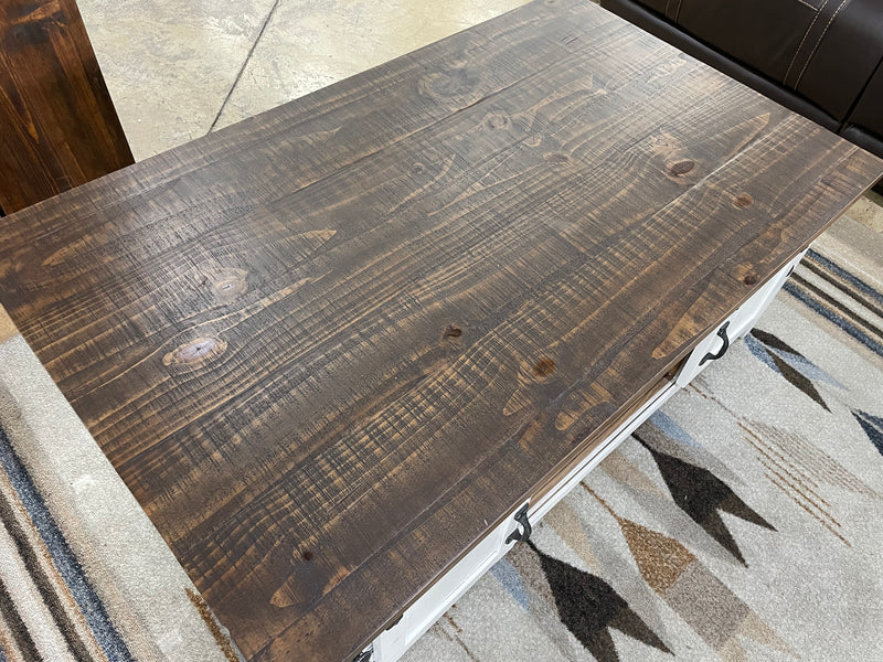 IFD360CKTL-W Coffee Table with Sliding Doors – Pueblo White Finish (50” x 30” x 20”H)