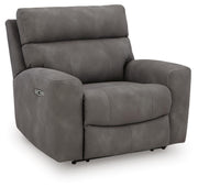 Next-Gen DuraPella Power Recliner by Ashley Furniture, shown from an angled view with closed recline in a modern living room setting.
